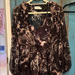 Zimmerman Black and Peach Floral Dress